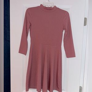 warm pink mock neck dress
